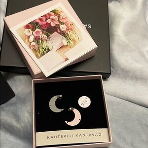 Elegant Silver and Pink Crescent Earrings